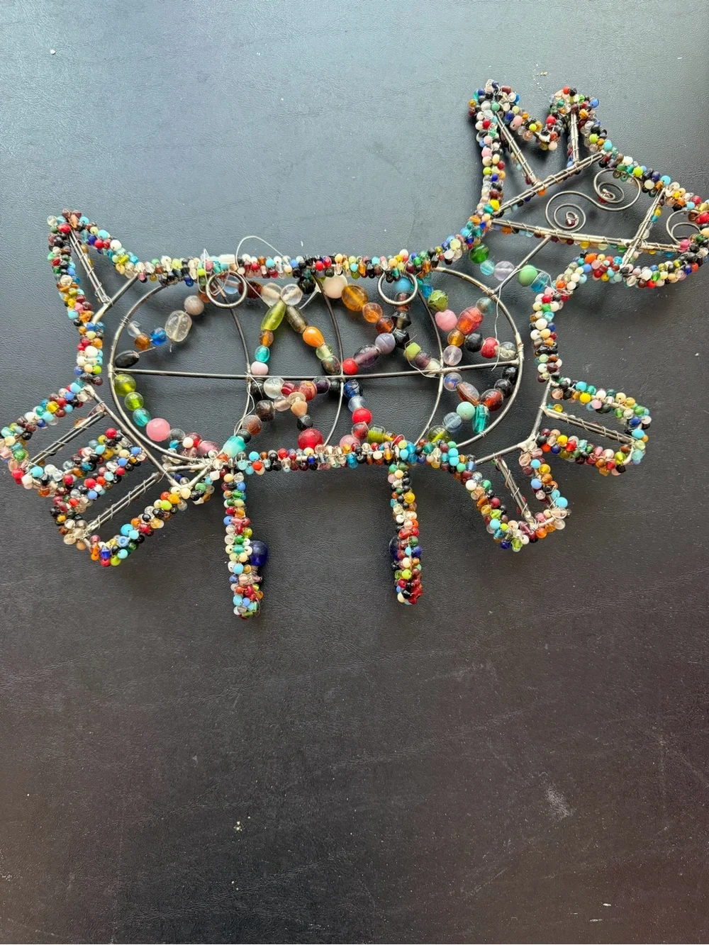 Handmade Dog Multicolor Beaded Wall Hook Rack